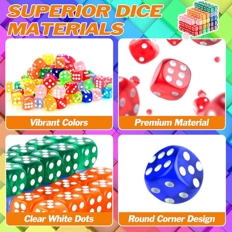 Seifar 120 Pcs Colored Dice Bulk Set 14 MM Polyhedral Dice 6 Sided Standard Dices with Storage Bag for Table Board Games Classroom Math Teaching - Image 4